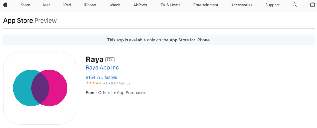 RayaのApp Store画面